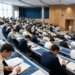 Étudiants en prépa composant les épreuves écrites du concours BCE 2026 dans un amphithéâtre moderne